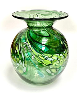 Hand blown green vase